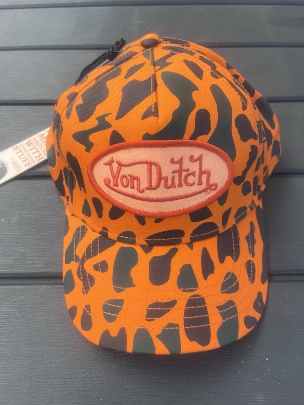 NWT Von Dutch Orange Camo Trucker Hat Adjustable The Simple Life Y2K 2000s